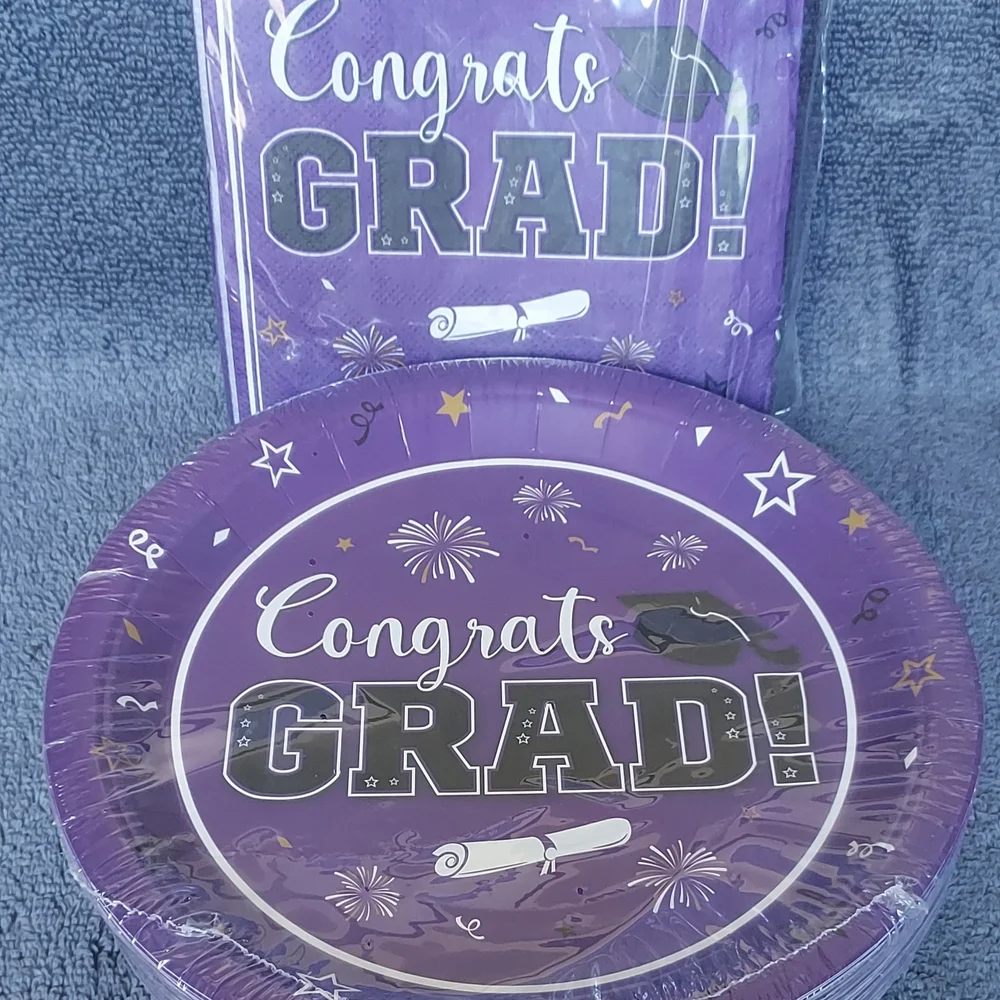 Purple Graduation Party Supplies Set